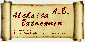 Aleksija Batoćanin vizit kartica